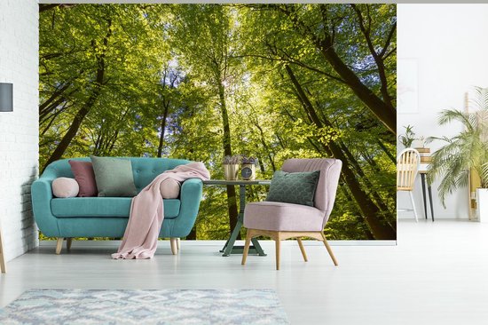 Behang - Fotobehang Bos - Zomer - Bladeren - Breedte 330 cm x hoogte 220 cm