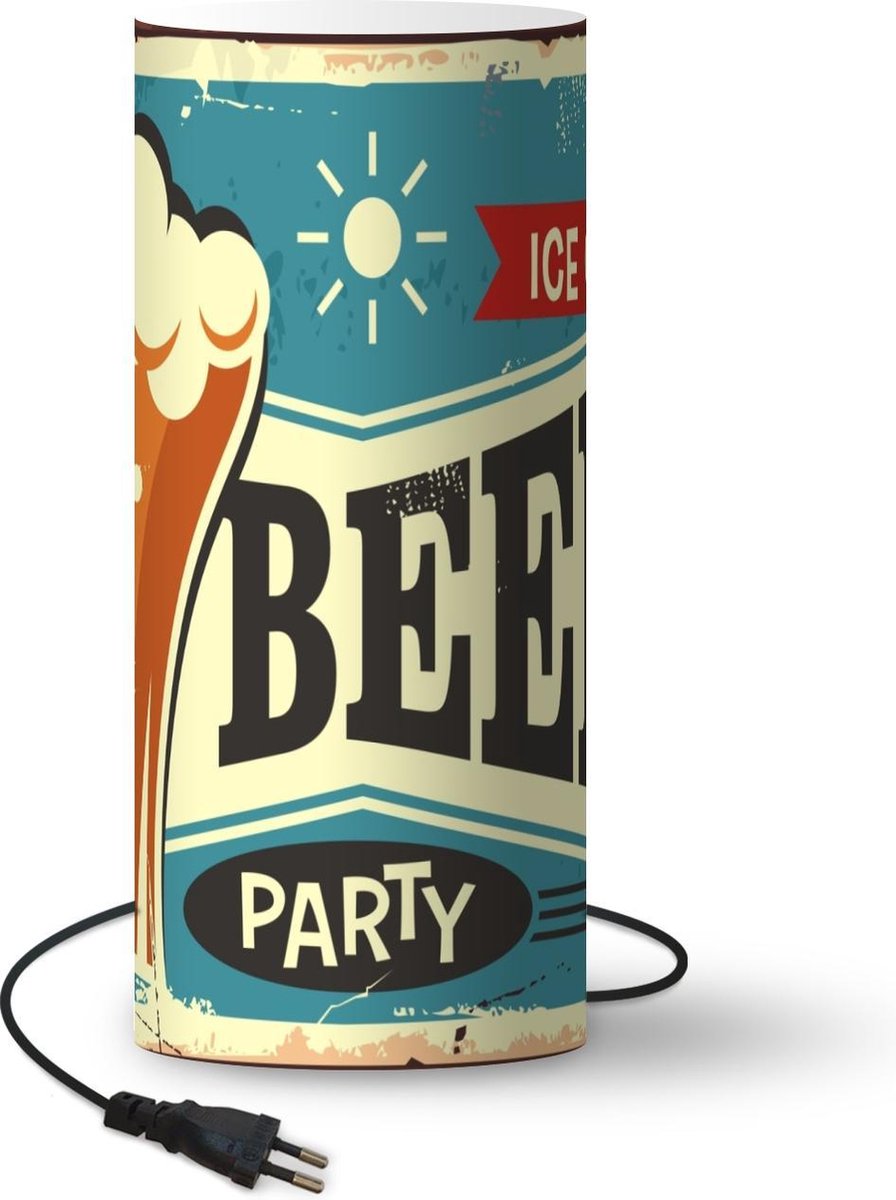 Lamp - Nachtlampje - Tafellamp slaapkamer - Mancave - Bier - Vintage - 33 cm hoog - Ø14.3 cm - Inclusief LED lamp