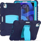 3-laags beschermingsschermframe + pc + siliconen schokbestendige combinatiehoes met houder voor iPad Air 4 10.9 inch 2020 (marineblauw + blauw)