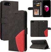 Dual-color splitsen horizontale flip PU lederen tas met houder & kaartsleuven & portemonnee voor iPhone 8 Plus/7 Plus (zwart)