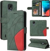 Voor Motorola Moto E7 Dual-color Splicing Horizontale Flip PU Lederen Case met Houder & Kaartsleuven & Portemonnee (Groen)