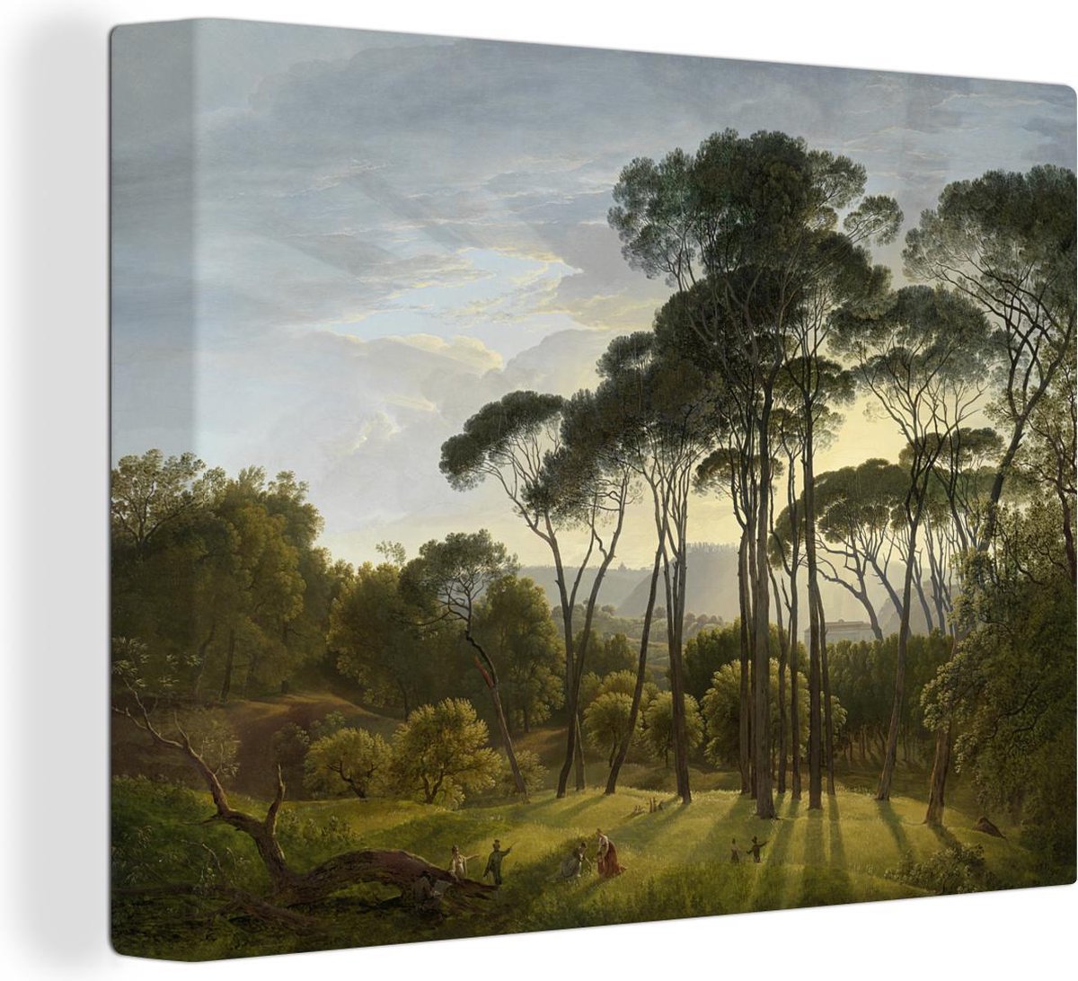 Canvas Schilderij Italiaans landschap met parasoldennen - Hendrik Voogd - 40x30 cm - Wanddecoratie