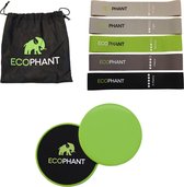 Ecophant luxe Weerstandsbanden Set 5 stuks -Fitness elastiek set - Inclusief 2 sliders