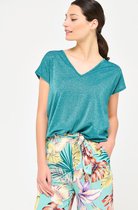 LOLALIZA Lurex t-shirt - Groen - Maat XS