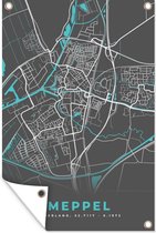 Tuinposter - Tuindoek - Tuinposters buiten - Stadskaart - Meppel - Grijs - Blauw - 80x120 cm - Tuin - Plattegrond