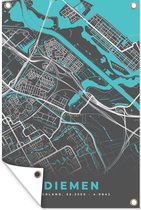 Tuinposter - Tuindoek - Tuinposters buiten - Stadskaart - Diemen - Grijs - Blauw - 80x120 cm - Tuin - Plattegrond