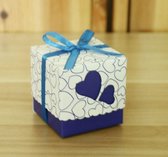 5 Cadeaudoosjes - Donkerblauw - 5x5x5,3cm - Babyshower - met strik / lint - Gift Box / Bedankt
