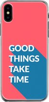 Apple iPhone X/10/XS Telefoonhoesje - Transparant Siliconenhoesje - Flexibel - Met Quote - Good Things - Rood