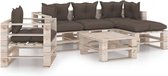 Medina 6-delige Loungeset met kussens pallet grenenhout