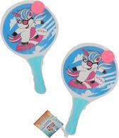 Set de ballon de plage en bois bleu clair avec imprimé licorne surf - Raquettes de plage - Raquettes/ raquettes et balle - Jeu de balle de Tennis