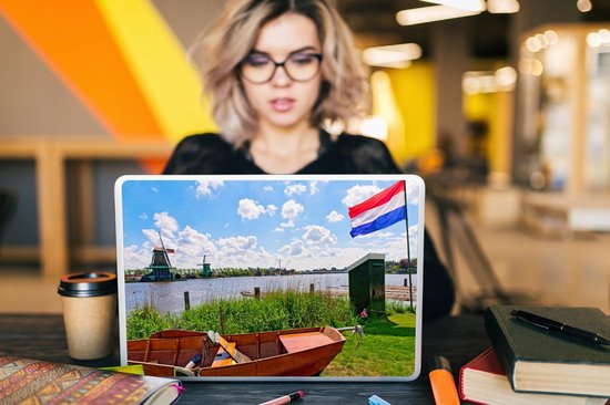Autocollant pour ordinateur portable - 15,6 pouces - Nature hollandaise typique avec le drapeau des Nederland - 36x27,5 cm - Autocollants pour ordinateur portable - Skin pour ordinateur portable - Couverture
