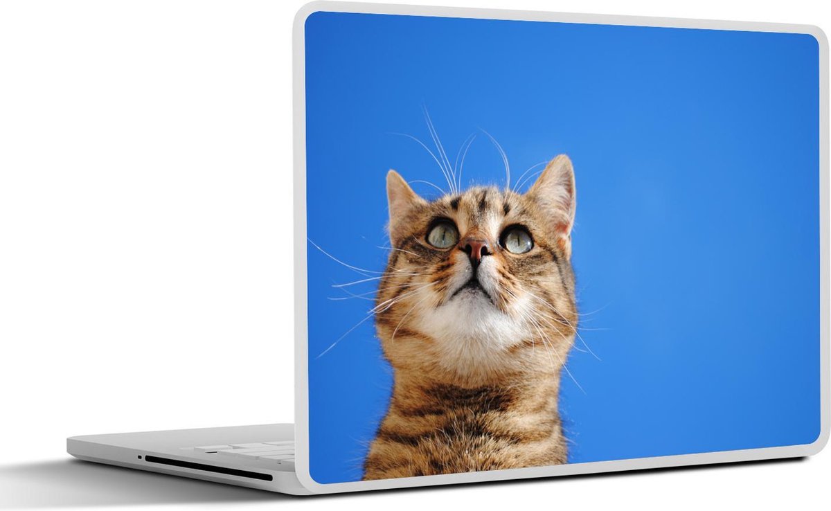 Laptop sticker - 14 inch - Kat - Bruin - Lucht - Meisjes - Kinderen - Jongens - Kids - 32x5x23x5cm - Laptopstickers - Laptop skin - Cover