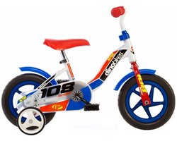 Dino 108 Sport - Kinderfiets 10 Inch - van 1-3 Jaar - met Zijwieltjes - Jongensfiets Wit