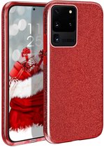 Backcover Hoesje Geschikt voor: Samsung Galaxy M31S Hoesje Glitters Siliconen TPU Case rood - BlingBling Cover