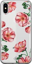 iPhone X/XS transparant hoesje - Red flowers | Apple iPhone Xs case | TPU backcover transparant