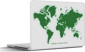 Laptop sticker - 10.1 inch - Wereldkaart - Motivatie - Quote - Groen - Kinderen - Jongens - Meisjes - 25x18cm - Laptopstickers - Laptop skin - Cover