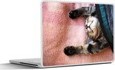 Laptop sticker - 11.6 inch - Slapende kat op een kleed - 30x21cm - Laptopstickers - Laptop skin - Cover