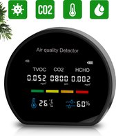 Simr CO2 Meter en Melder – Luchtkwaliteitsmeter Horeca – Temperatuurmeter Voor Binnen – Hygrometer Draadloos – Luchtvochtigheidsmeter - Zwart