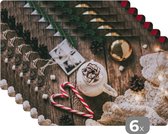Placemats kerst - Kerst decoratie - Hout print - Kerst accessoires - Onderlegger - 45x30 cm - 6 stuks