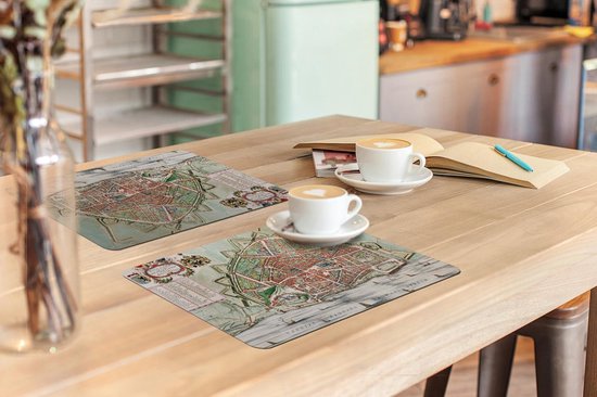 Set de table - Carte - Nederland - Vintage - 45x30 cm - 6 pièces