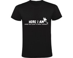 Here i am, what are your other 2 wishes Heren t-shirt | wensen | wens | versiertruc | Zwart