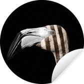WallCircle - Stickers muraux - Papier peint cercle - Flamingo - Bec - Ligne - 120x120 cm - Cercle mural - Autocollant - Papier peint autocollant rond XXL