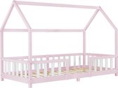 Kinderbed Sisimiut met uitvalbeveiliging 90x200 cm roze en wit