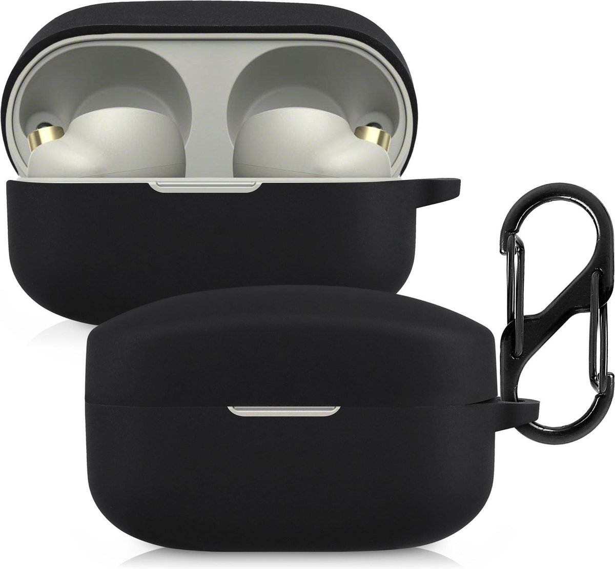 kwmobile hoes geschikt voor Sony WF-1000XM4 - Siliconen cover voor oordopjes in zwart