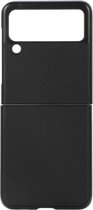 Back Cover Echt Leer Zwart Hoesje Geschikt voor Samsung Galaxy Z Flip 3