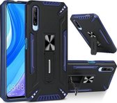 Voor Huawei Y9s War-god Armor TPU + PC Schokbestendige magnetische beschermhoes met opvouwbare houder (blauw + zwart)