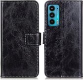 Voor Motorola Edge 20 Retro Crazy Horse Textuur Horizontale Flip Lederen Case met Houder & Kaartsleuven & Fotolijst & Portemonnee (Zwart)