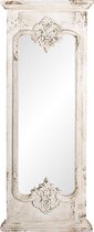Clayre & Eef Wandspiegel 55*5*149 cm Wit Hout, Glas Rechthoek Grote Spiegel Muur Spiegel Wand Spiegel