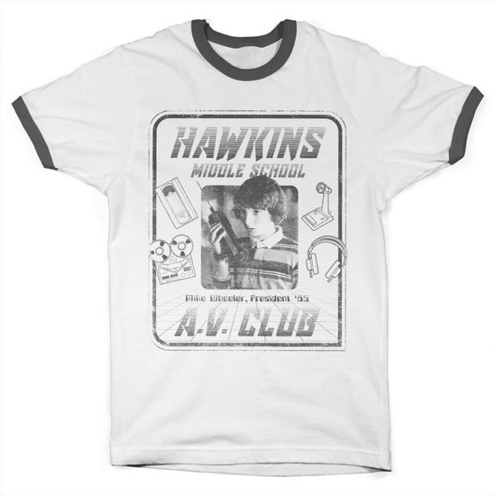 Stranger Things Heren Tshirt -M- Hawkins A.V. Club Wit