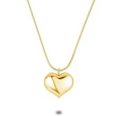 Twice As Nice Halsketting in goudkleurig edelstaal, hart 15 mm 60 cm+8 cm