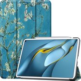 Huawei MatePad Pro 10.8 (2021) Hoes - Tri-Fold Book Case - Witte Bloesem