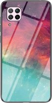 Voor Huawei nova 6 SE Sterrenhemelpatroon Gehard Glas + TPU Schokbestendig Beschermhoes (Kleurrijke Sterrenhemel)