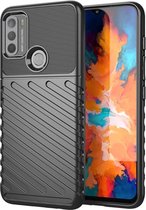 Motorola Moto G50 Hoesje Twill Thunder Textuur Back Cover Zwart