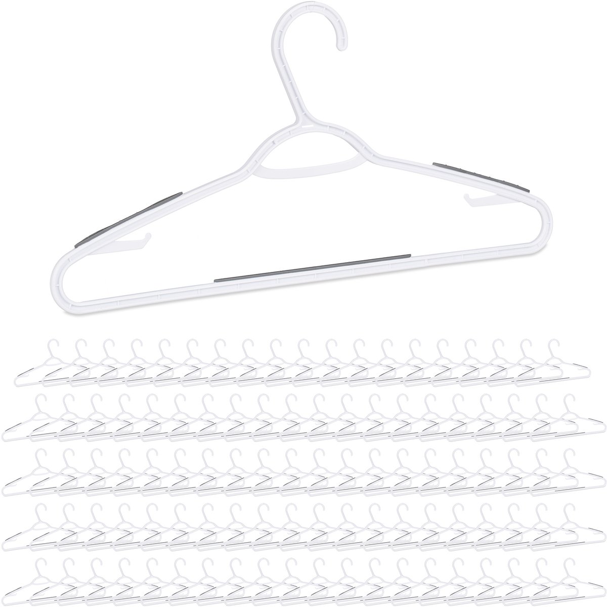 100x kleerhangers kunststof - kledinghangers antislip - klerenhangers - wit