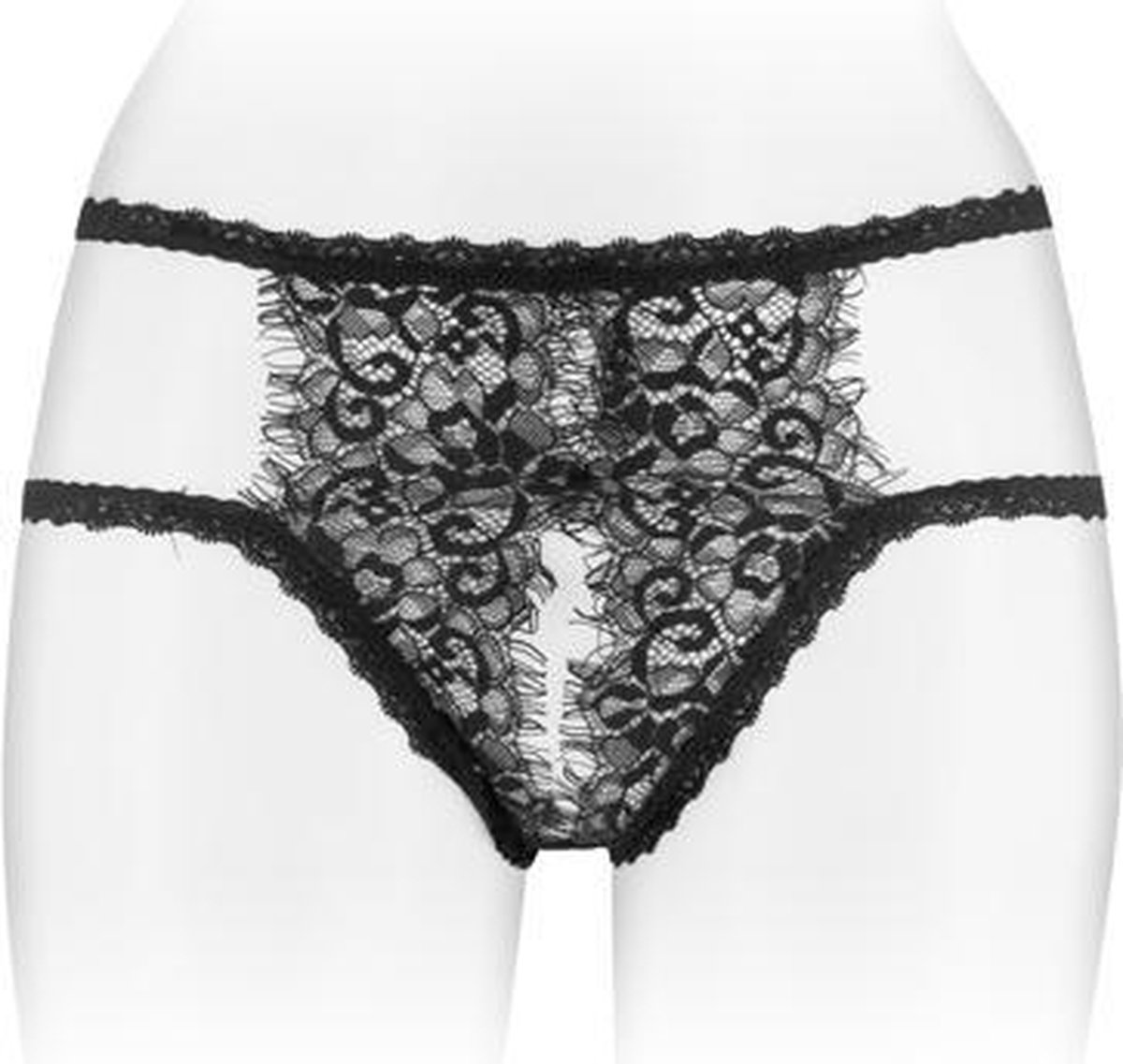 Fashion Secret Emma - Erotische Slip met Open Kruis - Zwart - One Size