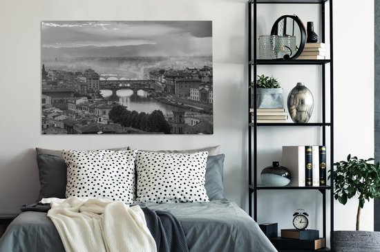 Toile Peinture Italie - Zwart - Wit - Pont - 120x80 cm - Décoration murale