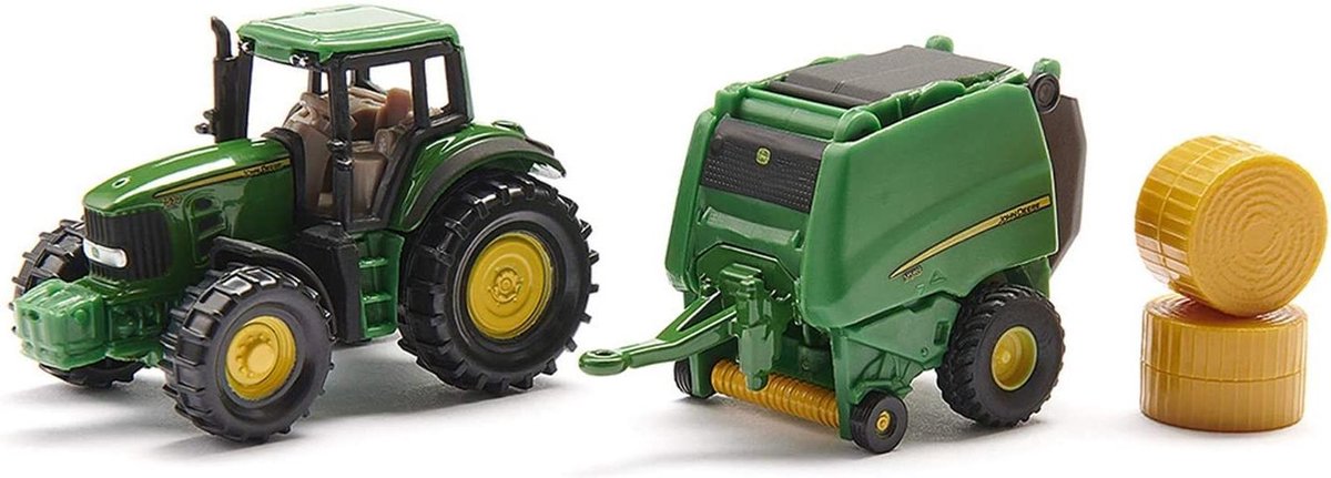 SIKU 1665, John Deere Tractor met Balenpers en 2 hooibalen, metaal/kunststof — afbeelding 5