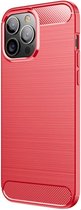 Apple iPhone 13 Pro Max Hoesje Geborsteld TPU Back Cover Rood