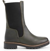 Travelin' Ringdal Leren Dameslaarzen - Wol gevoerd - Chelsea boots - Olijf groen/Leger groen leer - Maat 43