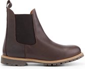 Travelin' Leikanger Heren Leren Chelsea boot - VIBRAM zool - Wol gevoerd - Donkerbruin leer - Maat 43