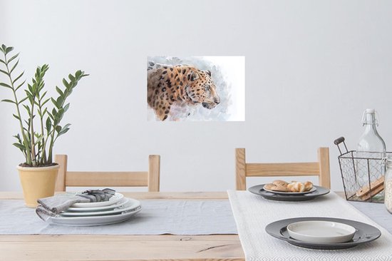 Stickers Stickers muraux - Léopard - Aquarelle - Blauw - 30x20 cm - Feuille adhésive