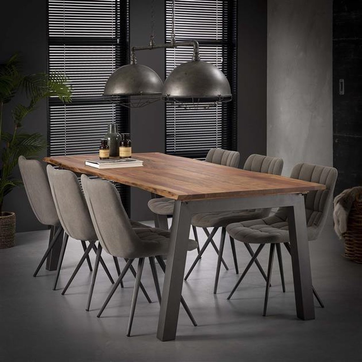 Dimehouse Industriële Eettafel Edge Acaciahout Boomstamvorm 180x90 - Hout - Industrieel - Rechthoek