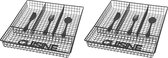 Set van 2x stuks zwarte inzet bestekbakken van metaal 32 cm - Keukenbenodigdheden - Bestekbak voor keukenla