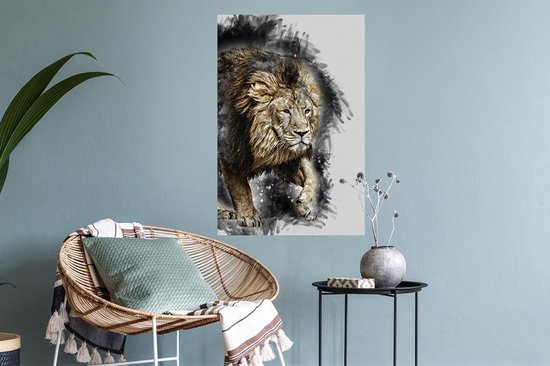 Stickers Stickers muraux - Illustration - Lion - Zwart - 40x60 cm - Film adhésif