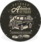 Wandcirkel - Muurcirkel - Auto - Retro - Letters - Tekening - Aluminium - ⌀ 30 cm - Binnen en Buiten