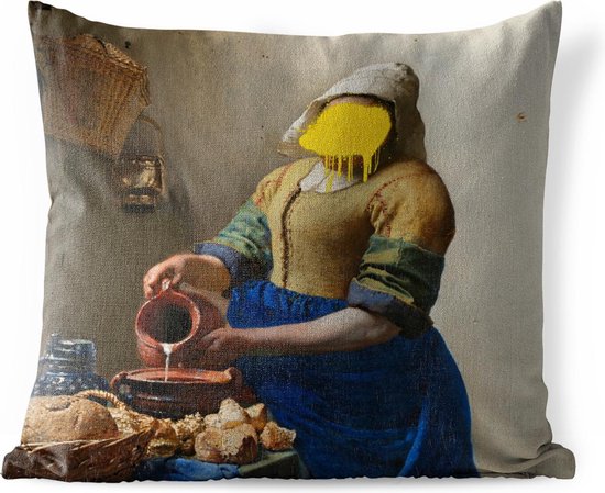Buitenkussen Weerbestendig - Het melkmeisje - Vermeer - Kunst - 50x50 cm